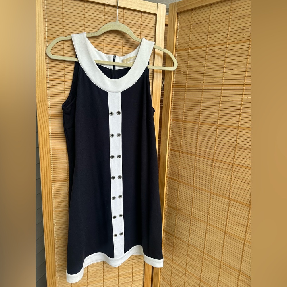 Michael Kors Black and White Halter Sheath Mini Dress